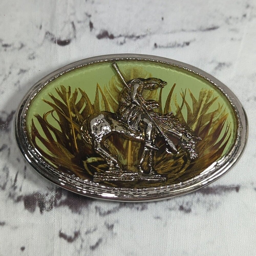 Belt Buckle Native American Warrior on Horse